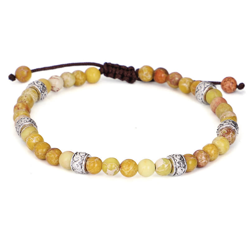 Olivenorma Natural Multicolor Imperial Stone Beaded Braided Bracelet