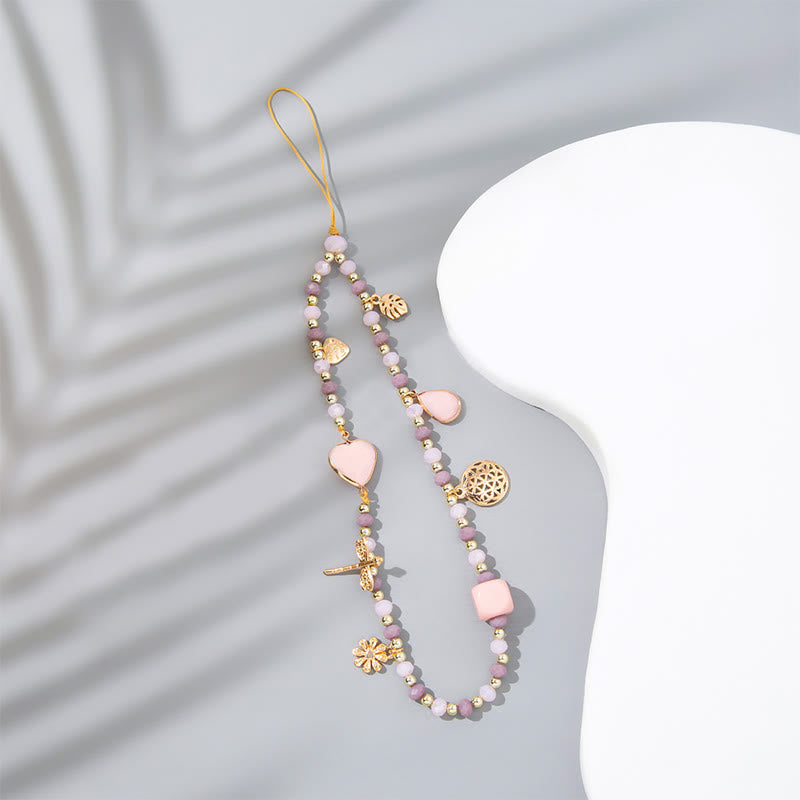 Olivenorma Crystal Pearl Drop Heart Shape Phone Strap - image 6