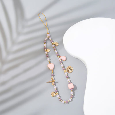 Olivenorma Crystal Pearl Drop Heart Shape Phone Strap - image 6
