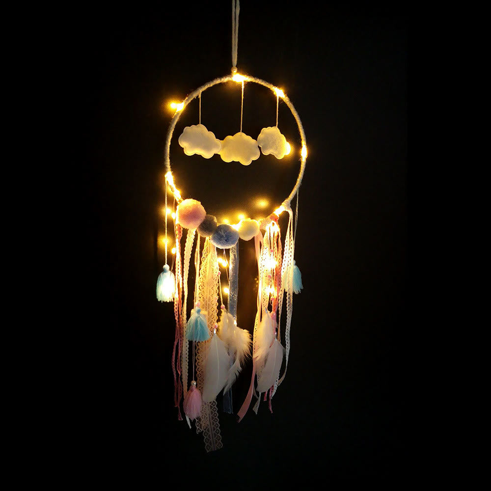 Olivenorma LED Light Colored Feather Dream Catcher