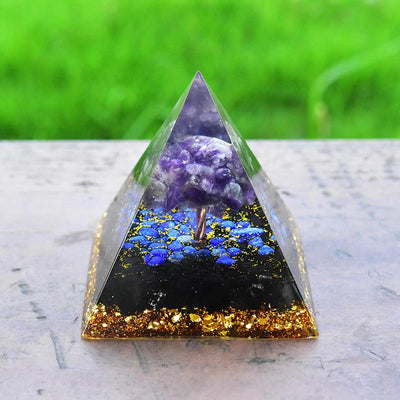 Olivenorma Amethyst Obsidian Lapis Lazuli Tree Of Life Orgone Pyramid