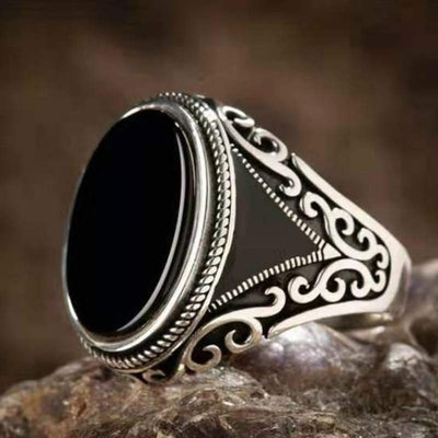 Olivenorma Retro Handmade Black Onyx Turkish Ring