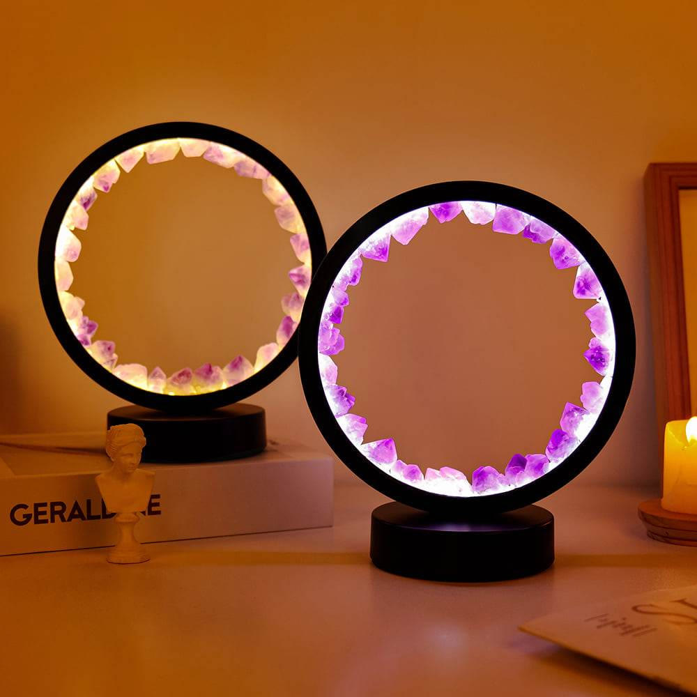 Natural Crystal Cluster Lamp Lights LED Decoration Rechargeable