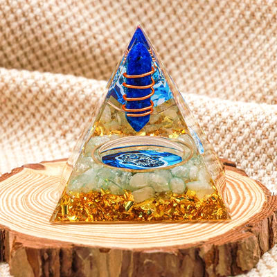 Olivenorma Lapis Lazuli Pillar Hamsa Energy Orgone Pyramid