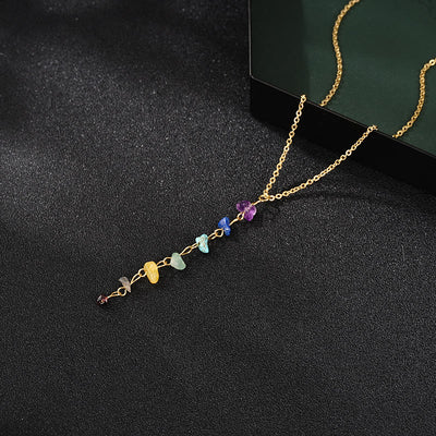 Olivenorma Natural Stone Chakra Tassel Pendant Necklace