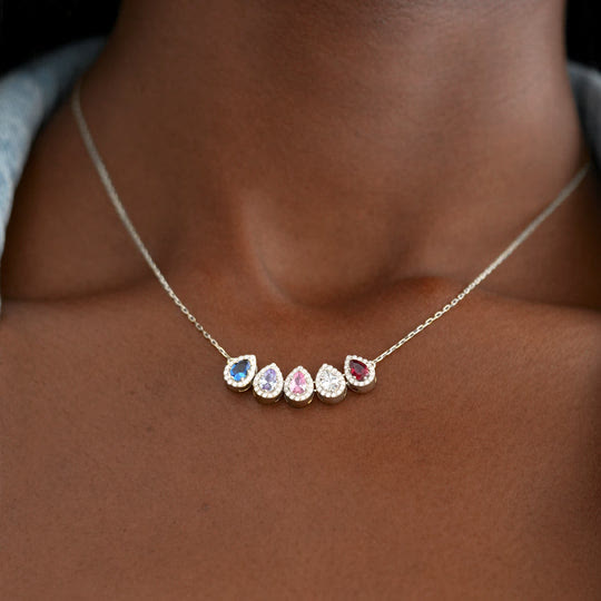 Olivenorma Tears Of Joy 1-8 Teardrop Birthstone Necklace