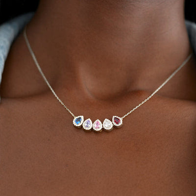 Olivenorma Tears Of Joy 1-8 Teardrop Birthstone Necklace