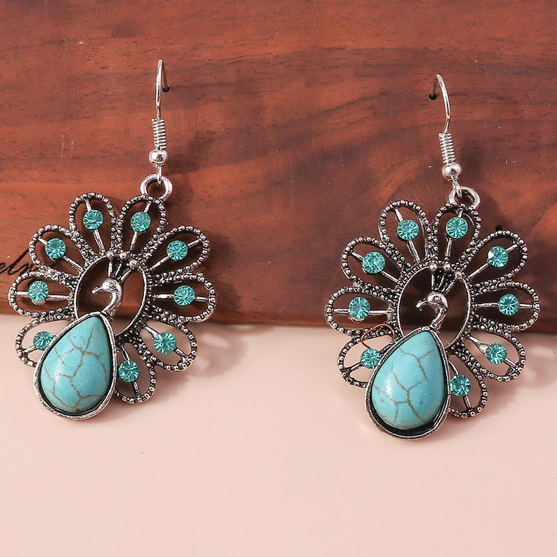 Olivenorma Turquoise Paraiba Tourmaline Peacock Shape Pendant Earrings