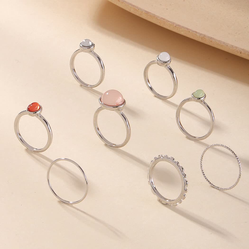 Olivenorma 8pcs Knuckle Stackable Midi Finger Ring Set