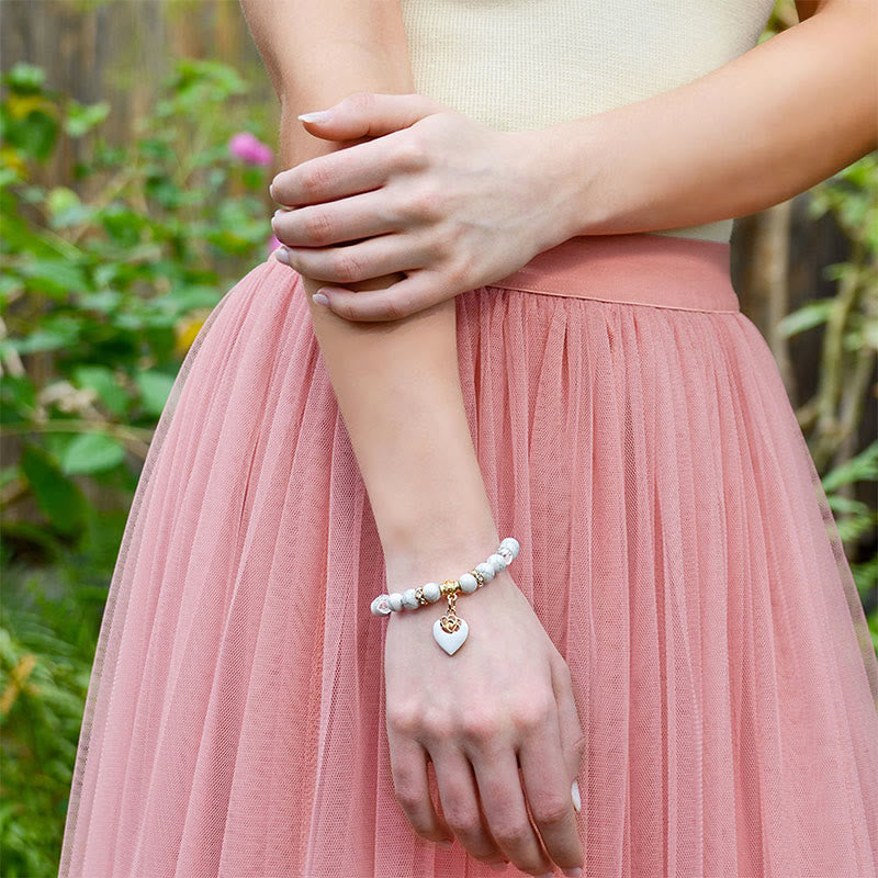 Olivenorma White Rose Beaded Turquoise Bracelet