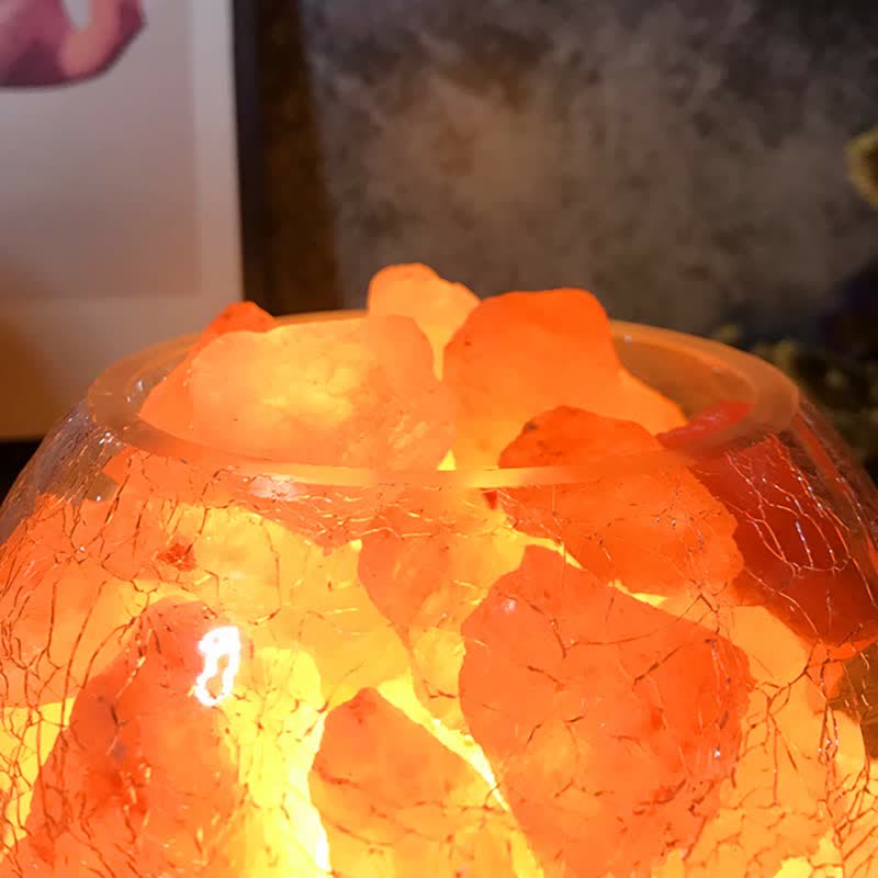 Olivenorma Creative Ice Cracked Glass Tank Himalayan Pink Salt Lamp