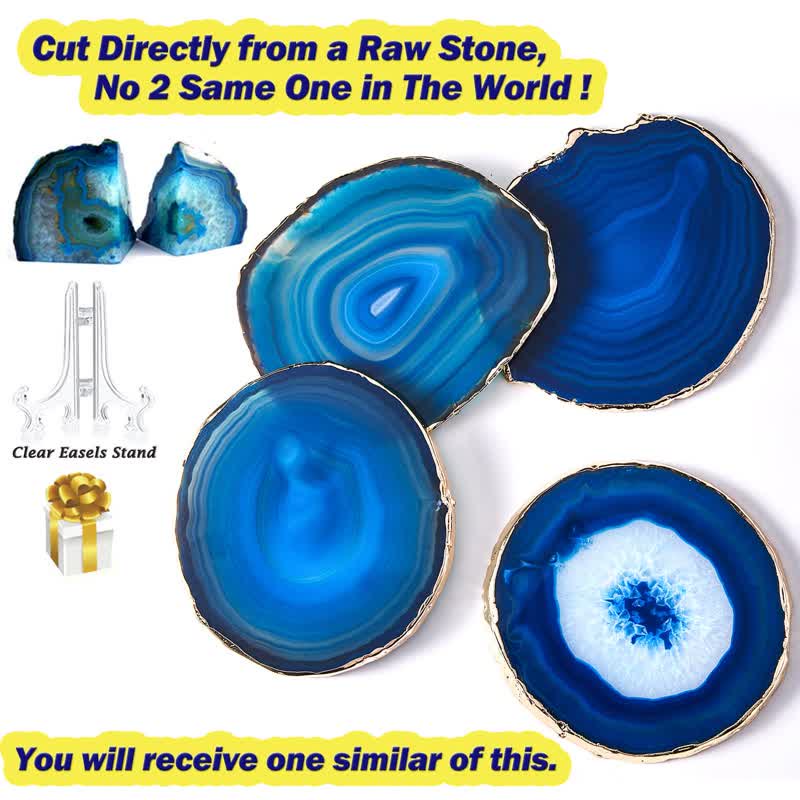 Olivenorma Blue Agate Coaster Gemstone Decoration