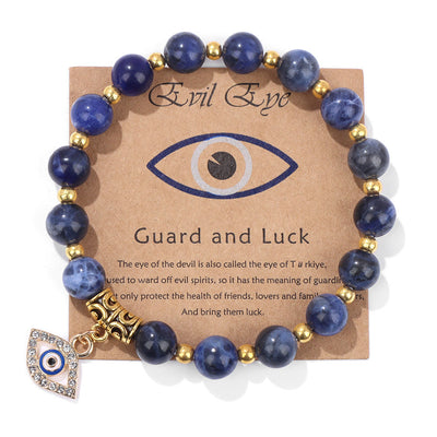 Olivenorma Natural Stone Bead Evil Eye Pendant Bracelet