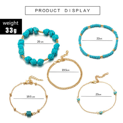 Olivenorma Irregular Turquoise Alloy Five Layer Beach Anklet