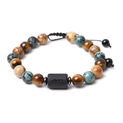 Tiger Eye Picture Jasper Zodiac Bracelet