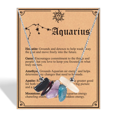 Olivenorma Natural Stone Zodiac Sign Choker Necklace