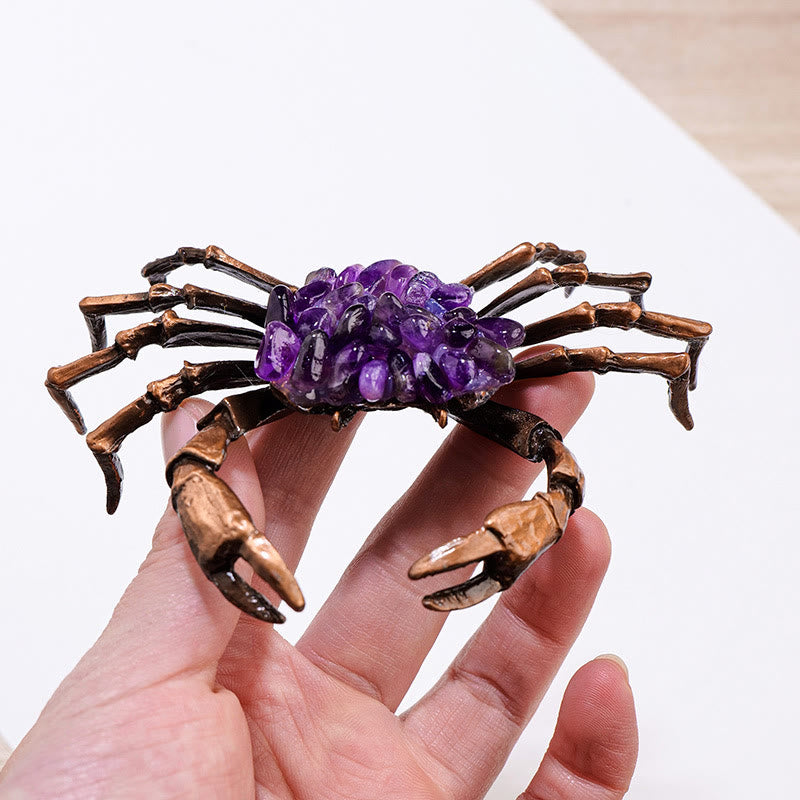 Olivenorma Natural Amethyst Gravel Crab Ornament Gemstone Decoration