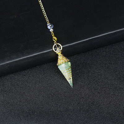 Olivenorma Natural Crystal Resin Hexagonal Pyramid Pendulum