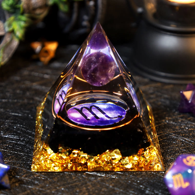 Olivenorma Amethyst Ball Obsidian Gravel Zodiac Scorpio Orgone Pyramid