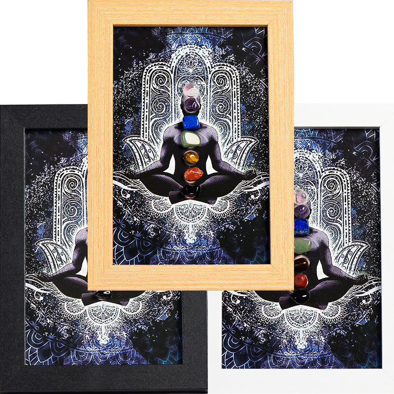 Olivenorma Yoga Meditation Posture Chakra Stone Photo Frame Decoration