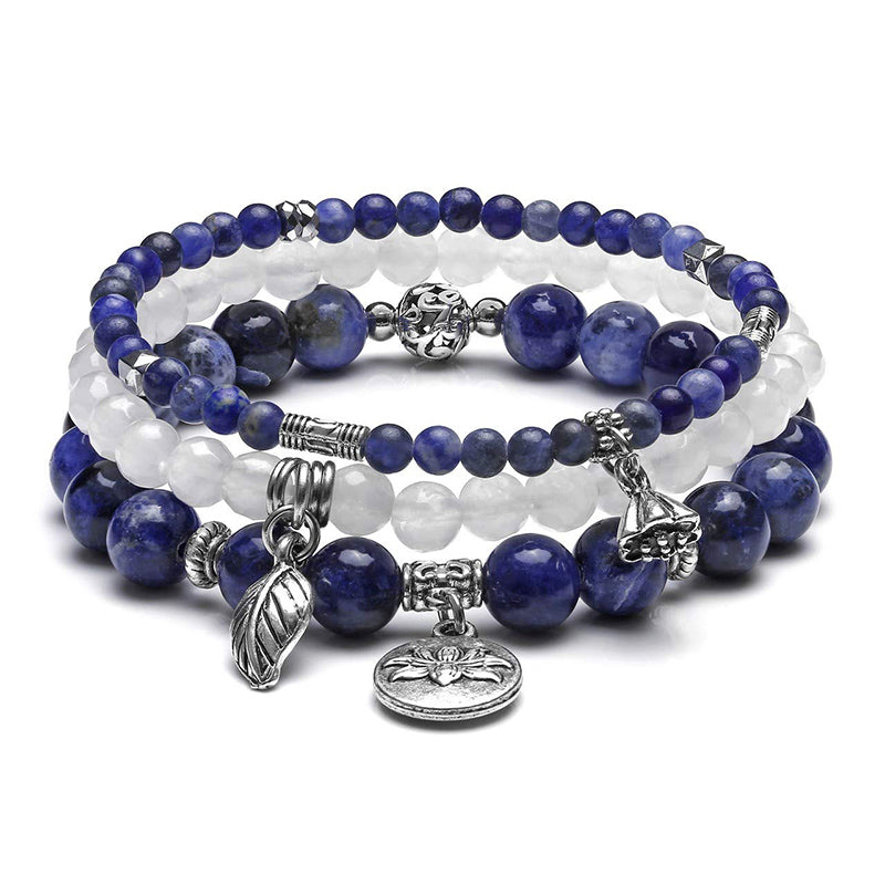 Olivenorma Sodalite Lotus Balance 3 - Piece Bracelet