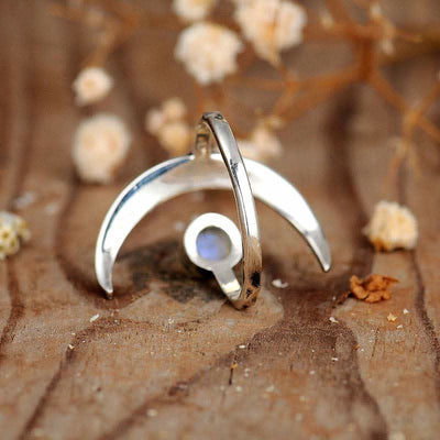 Olivenorma Moonstone Crescent Moon Ring