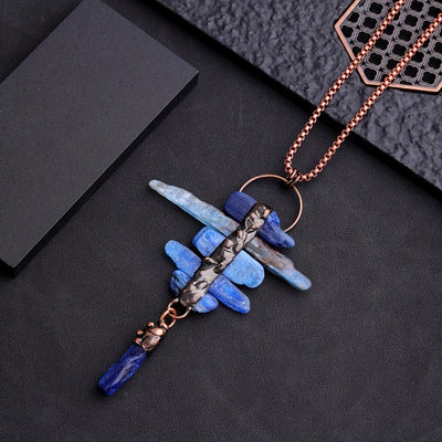 Olivenorma Irregular Kyanite Original Stone Six Link Tassel Necklace