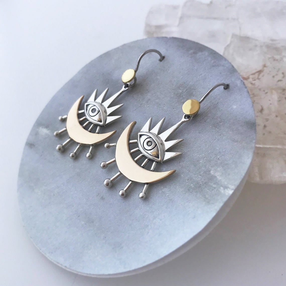 Olivenorma Evil Eye Earrings With Crescent Moon Rays Earrings