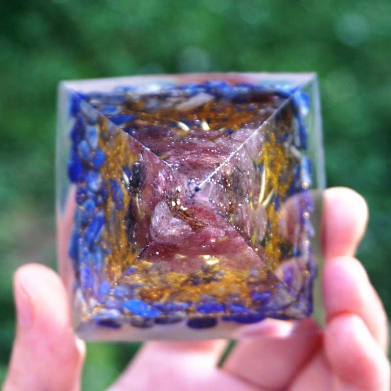 Olivenorma Lapis Lazuli With Strawberry Quartz Tree Of Life Orgone Pyramid