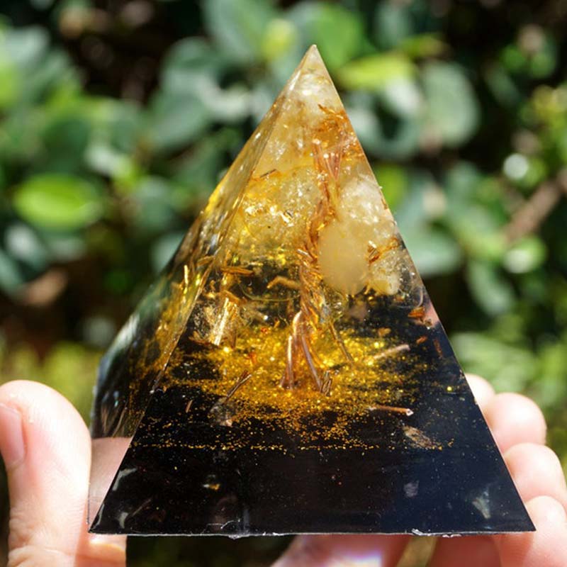 Olivenorma Citrine Obsidian Tree Of Life Orgone Pyramid