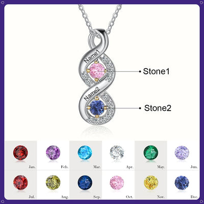 Olivenorma Women Birthstone Engraved Name Necklace