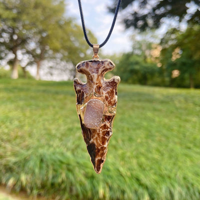 Olivenorma Natural Crystal Anchor Arrow Shield Necklace