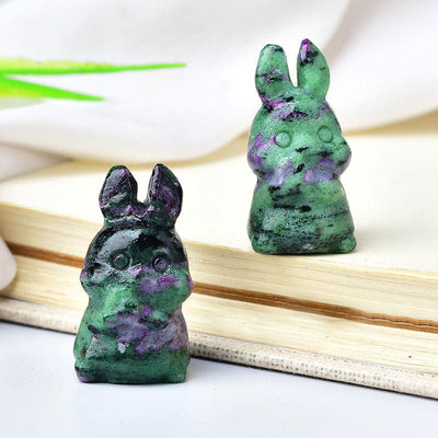 Olivenorma Natural Crystal Carrot Rabbit Carving Gemstone Decoration - Ruby Zoisite - image 17