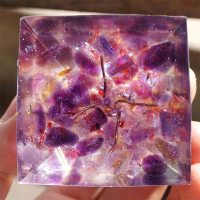 Olivenorma Tree Of Life Pink Opal With Amethyst Orgone Pyramid