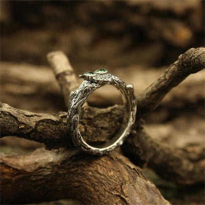 Olivenorma Emerald Owl On The Branch Engagement Ring - image 3