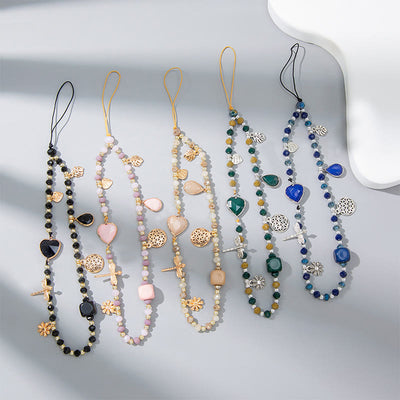 Olivenorma Crystal Pearl Drop Heart Shape Phone Strap - image 0