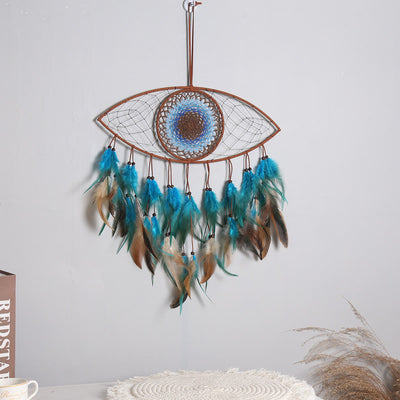 Olivenorma Evil Eye Green Brown Feathers Dream Catcher