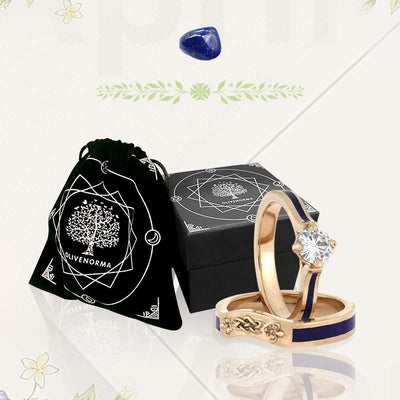 Celtic Knot Lapis Lazuli Bridal Ring Set