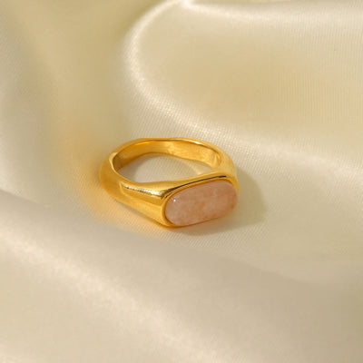 Olivenorma Oval Natural Stone Gold Color Ring