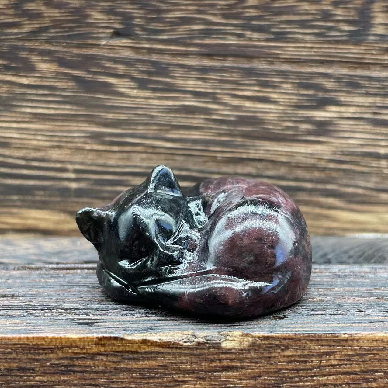 Olivenorma 4cm Natural Crystal Nap Cat Gemstone Decoration - Garnet - image 21