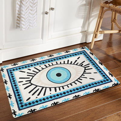 Olivenorma Blue Evil Eye Antibacterial Washable Rugs Carpet