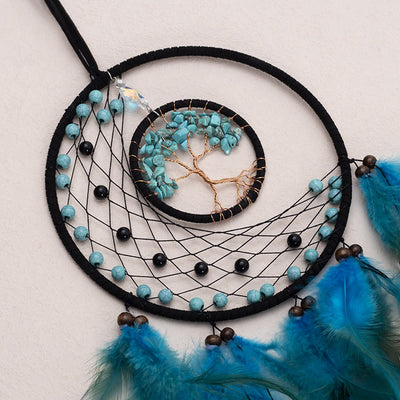 Olivenorma LED Turquoise Tree Of Life Feather Dream Catcher