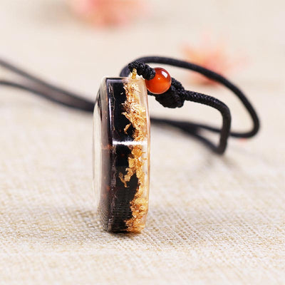 Olivenorma Obsidian And Garnet Metatron's Cube Symbol Necklace - image 4