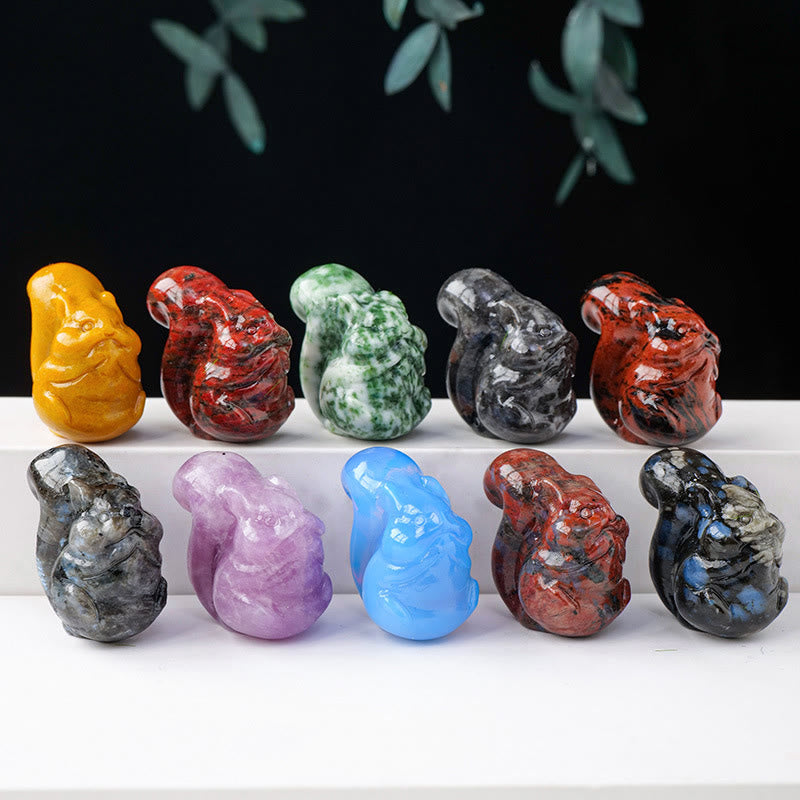 Olivenorma Natural Crystal Squirrel Carving Ornament Gemstone Decoration - image 0