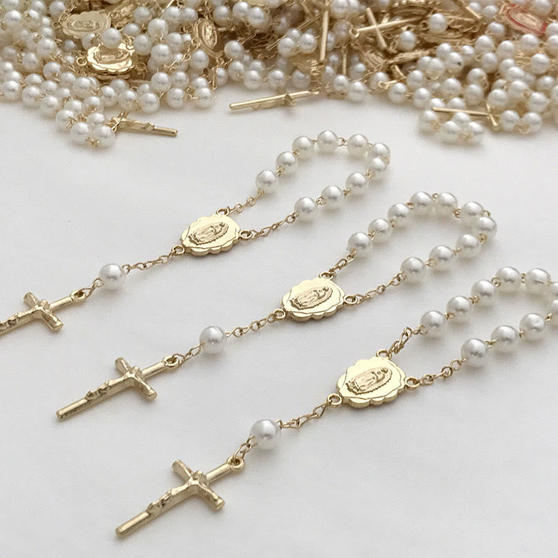 Olivenorma Pearl Cross Virgin Mary Rosary Bracelet