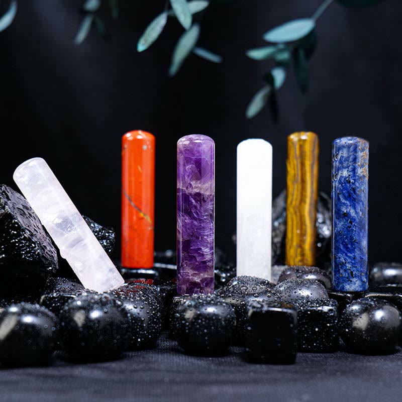 Olivenorma Natural Chakra Crystal Cylinder Ornament Gemstone Decoration