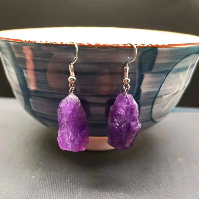 Olivenorma Irregular Natural Healing Amethyst Earrings