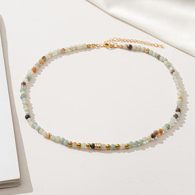 Olivenorma Natural Amazonite Boho Beaded Gemstone Necklace