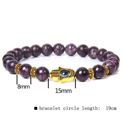 Olivenorma Evil Eye Hamsa 8mm Natural Beaded Men Bracelet