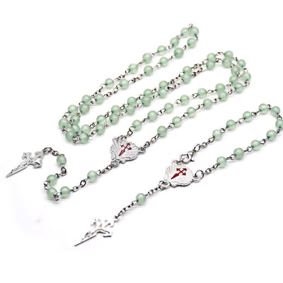 Olivenorma Green Aventurine Rosary Cross Prayer Beads Bracelet